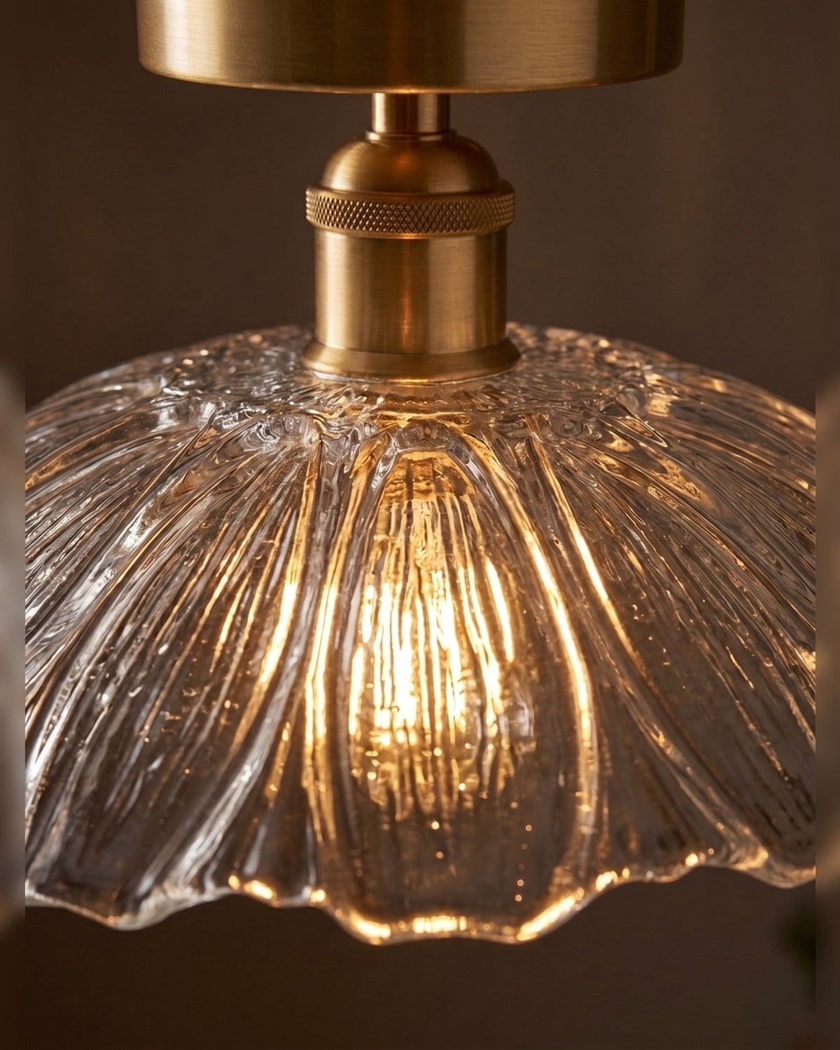 Fluted glass, on aged brass.