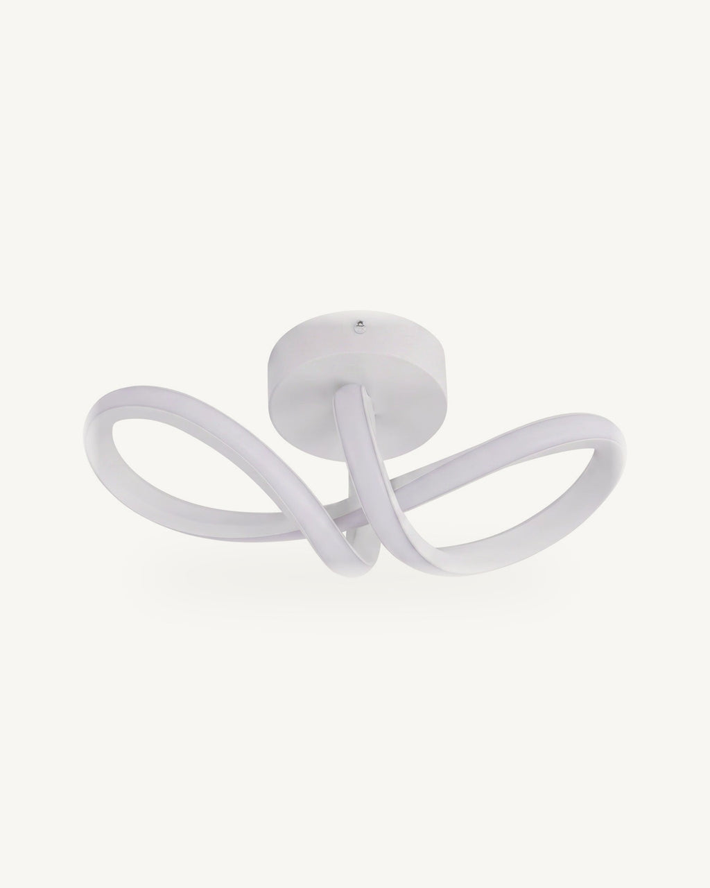 White curved ribbon LED ceiling light on a white background