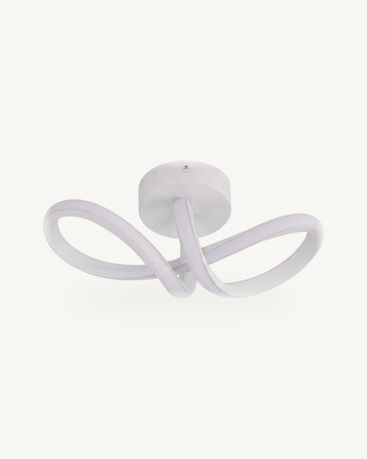 White curved ribbon LED ceiling light on a white background