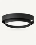 LED acrylic drum semi-flush ceiling light in matte black: two nested drum rings with a glowing acrylic diffuser