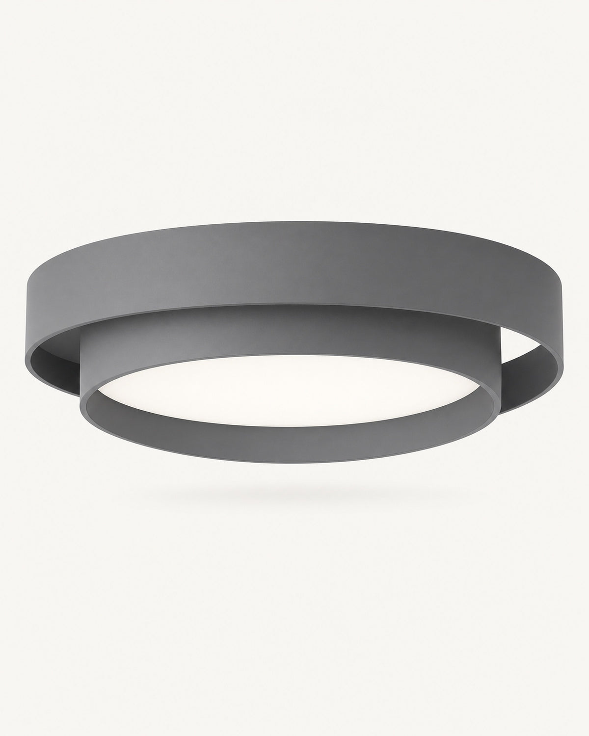 LED acrylic drum semi-flush ceiling light in slate grey: two nested drum rings with a glowing acrylic diffuser