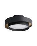 Black LED acrylic drum semi-flush ceiling light on a white background