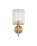 Crystal art deco wall light in satin gold on a white background