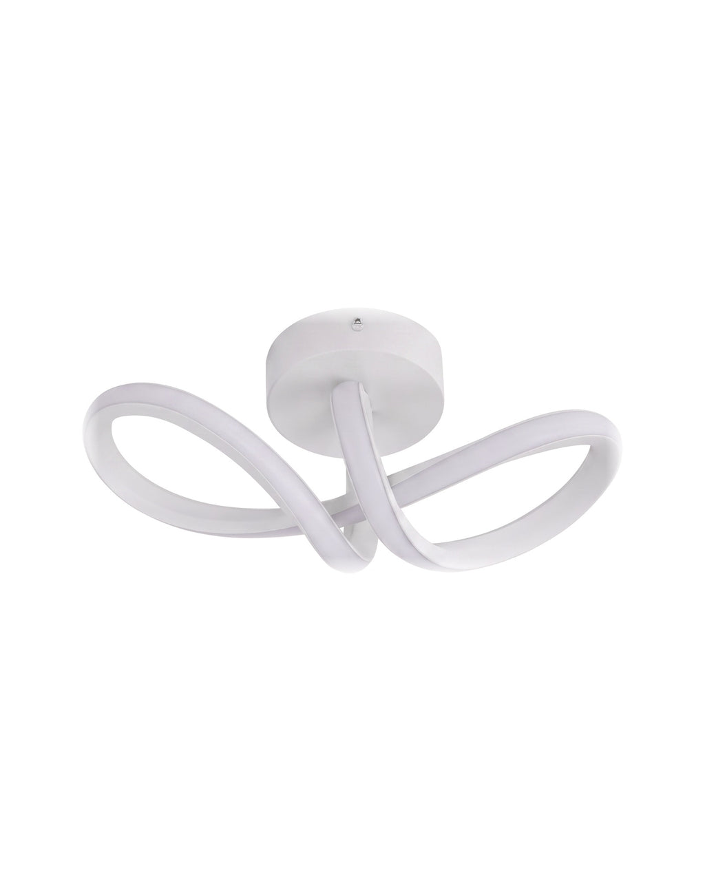 White curved ribbon LED ceiling light on a white background