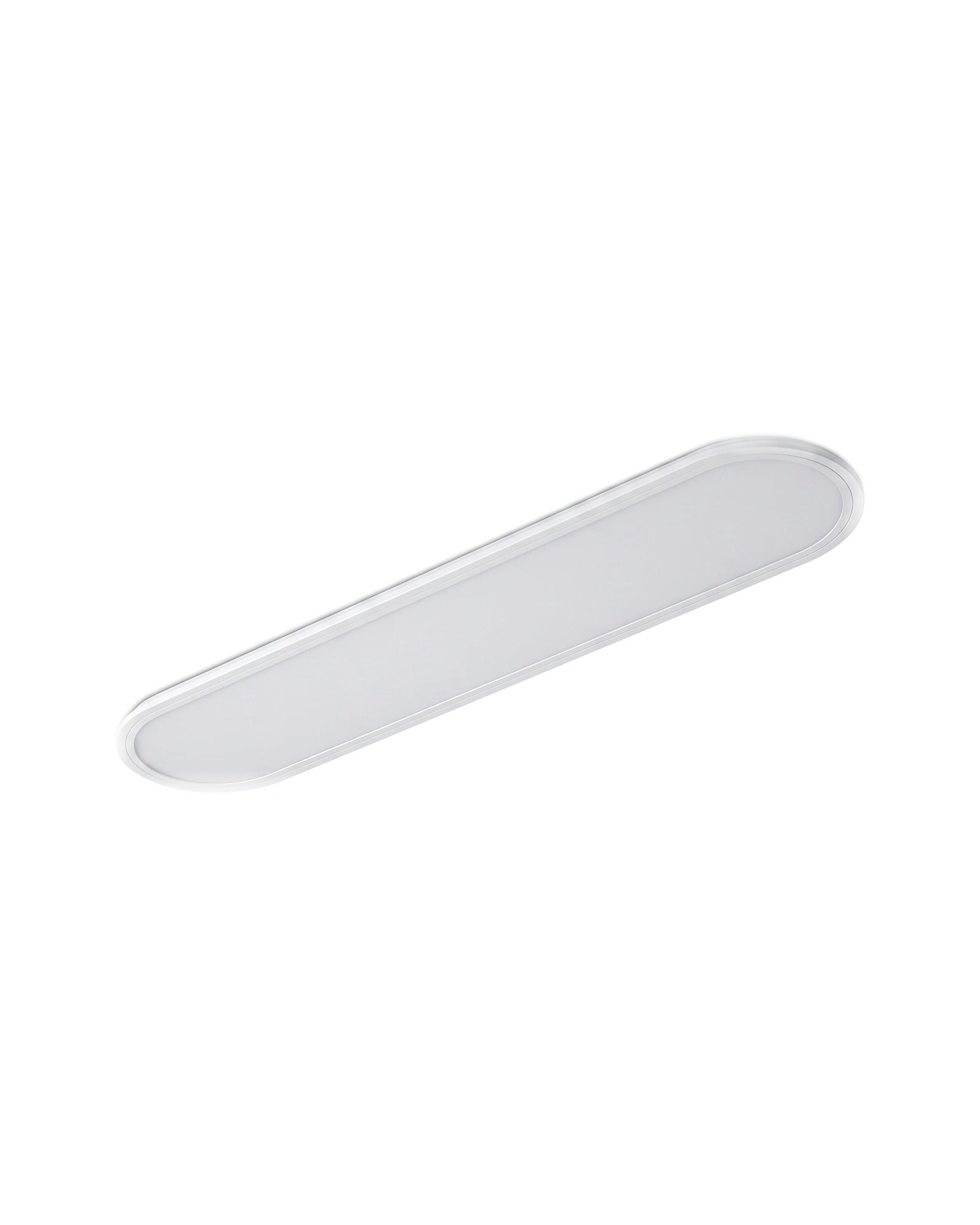White ultra-thin capsule LED ceiling light on a white background