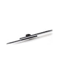 Twin-bar black LED flush mount ceiling light on a white background