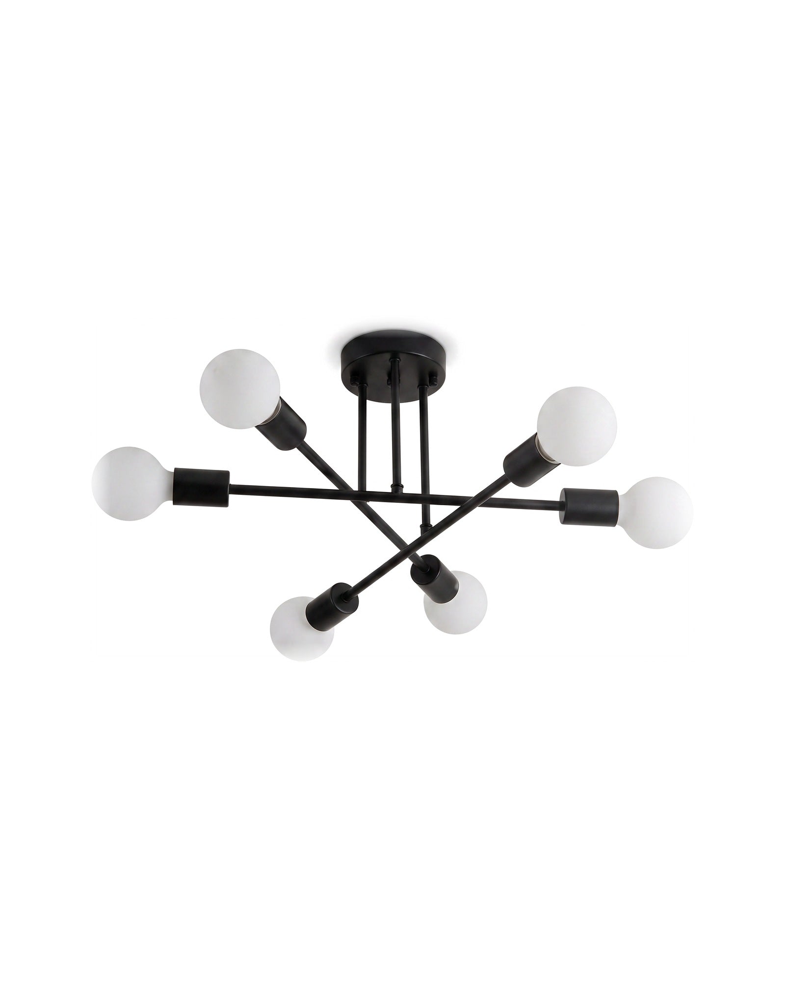 Black sputnik 6-light ceiling light on a white background