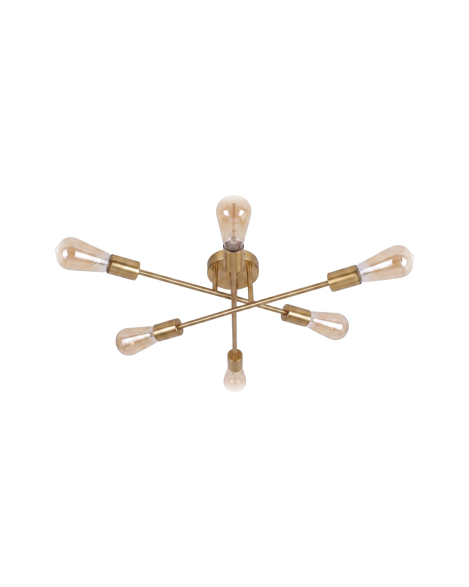Gold sputnik 6-light ceiling light on a white background