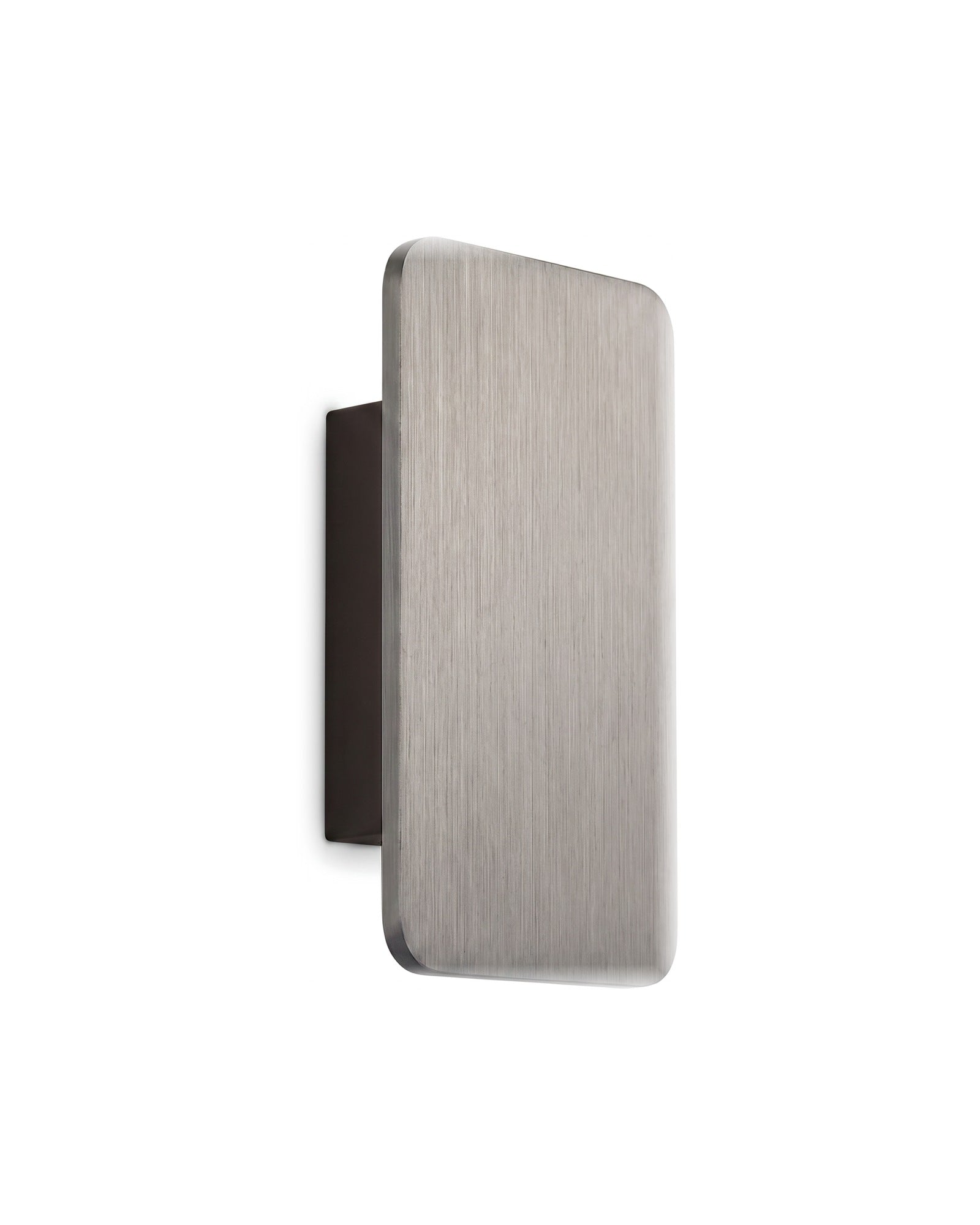 Nova wall lamp in brushed grey on a white background