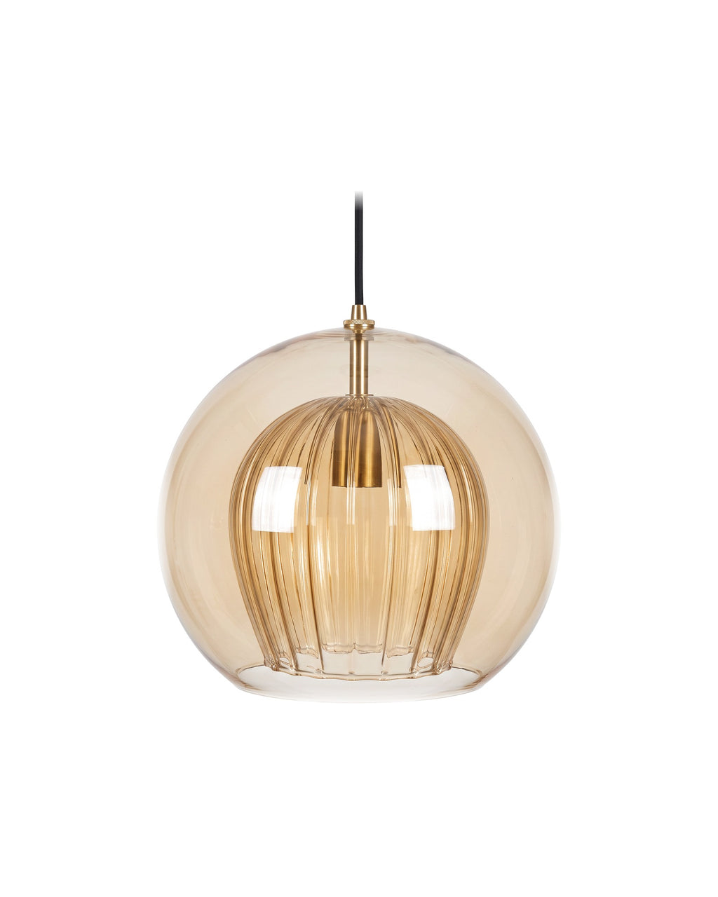 Zoey amber double-glass pendant light on a white background