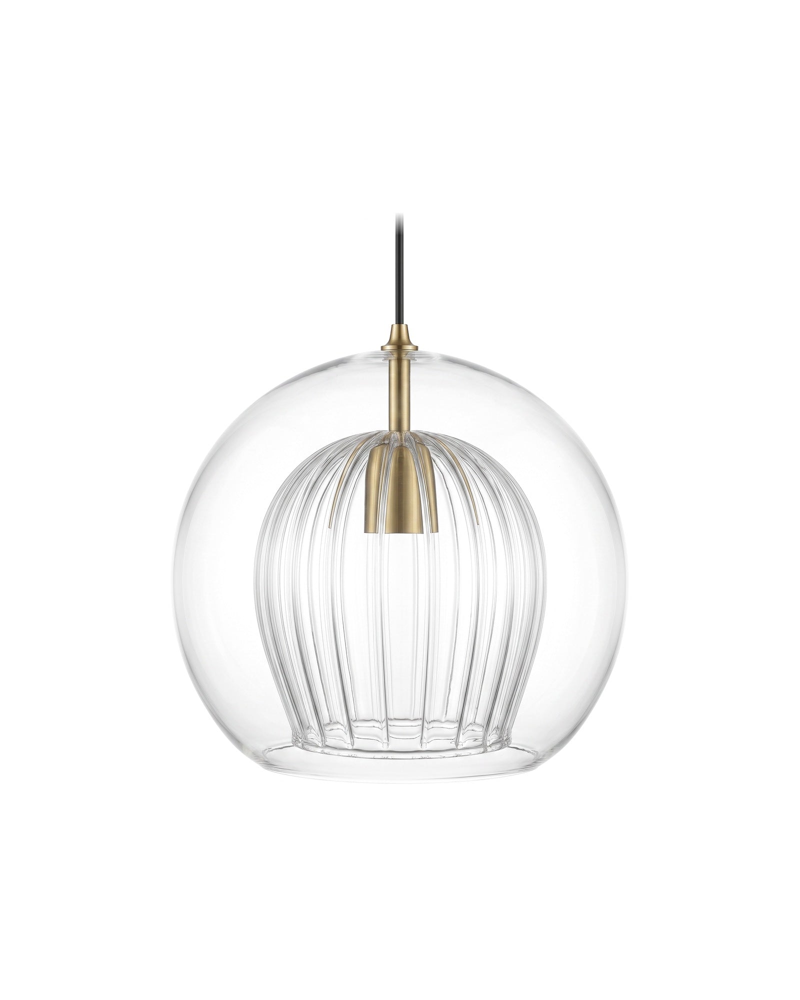 Zoey clear double-glass pendant light on a white background
