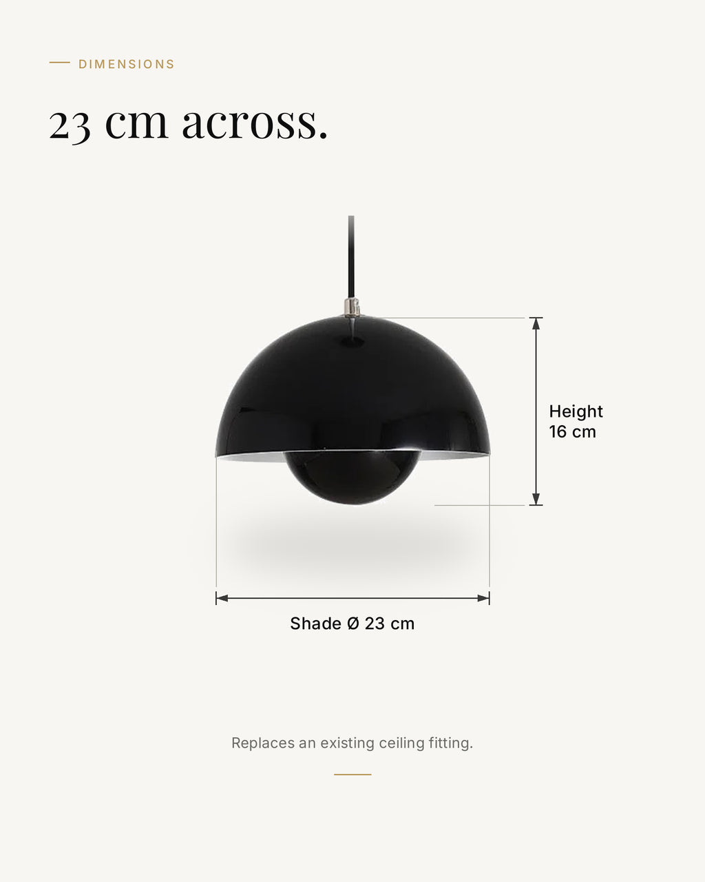 Dimensions: shade 23 cm across and 16 cm high