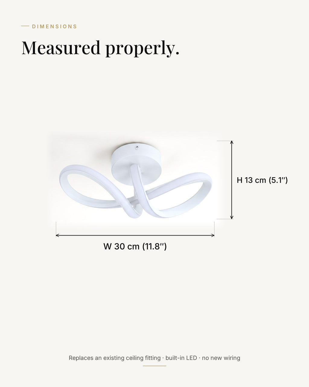 Dimensions — W 30 cm, H 13 cm