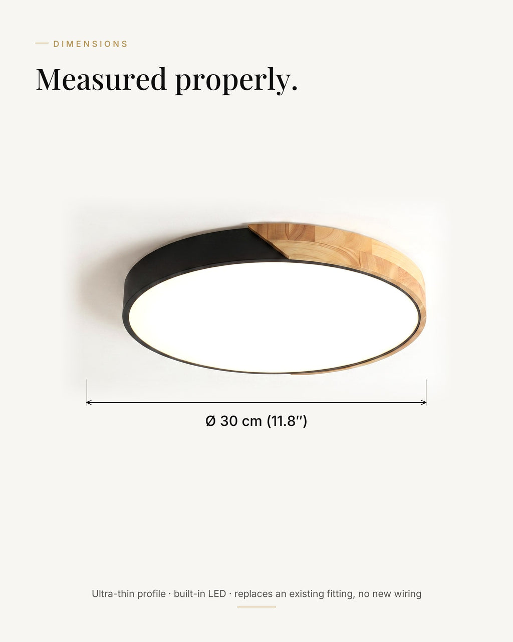 Dimensions — Ø 30 cm, ultra-thin profile