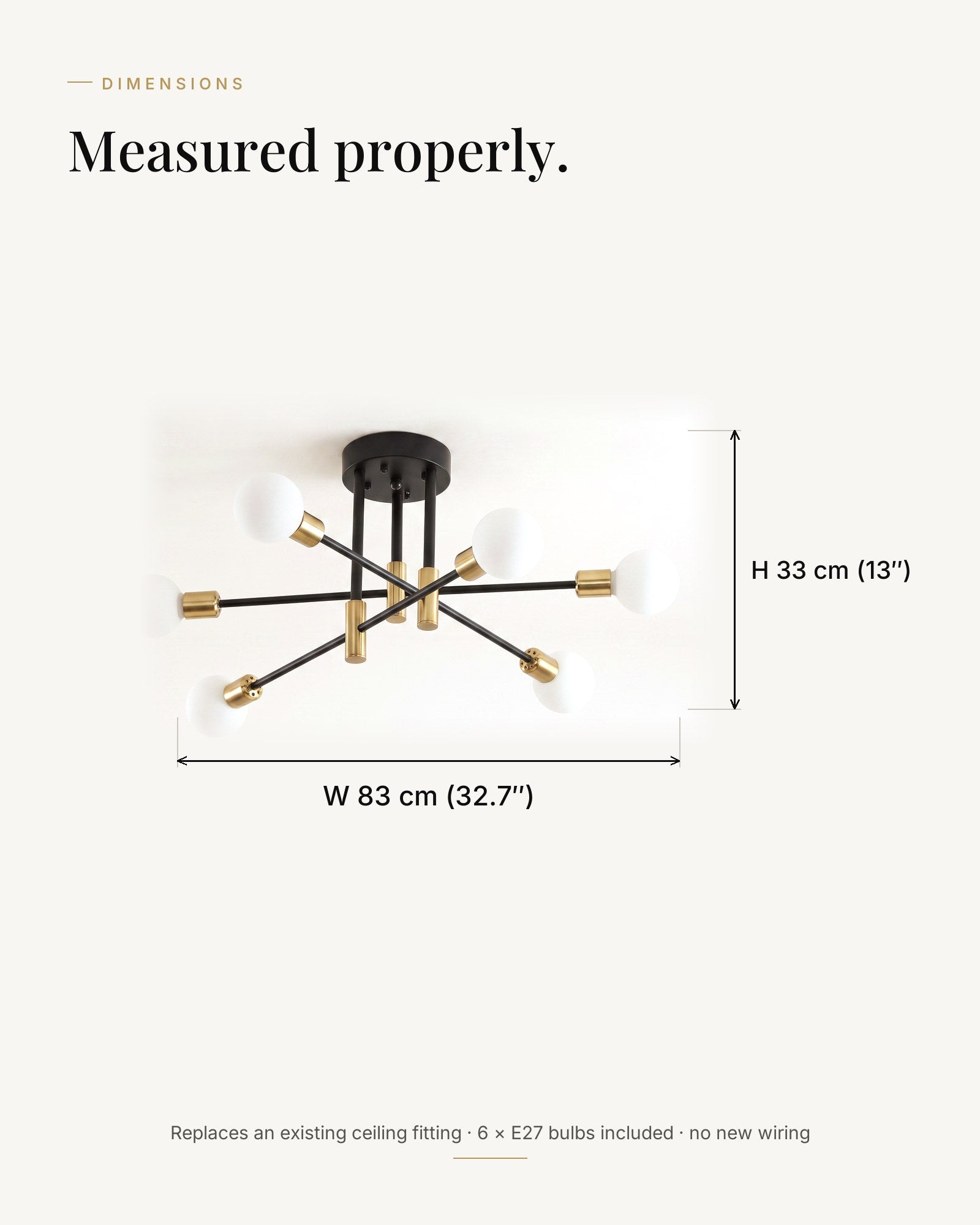 Dimensions — W 83 cm, H 33 cm