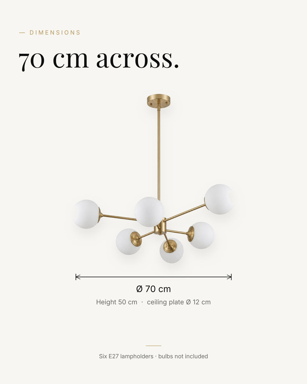 Opal globe chandelier dimensions - 70 cm across, height 50 cm