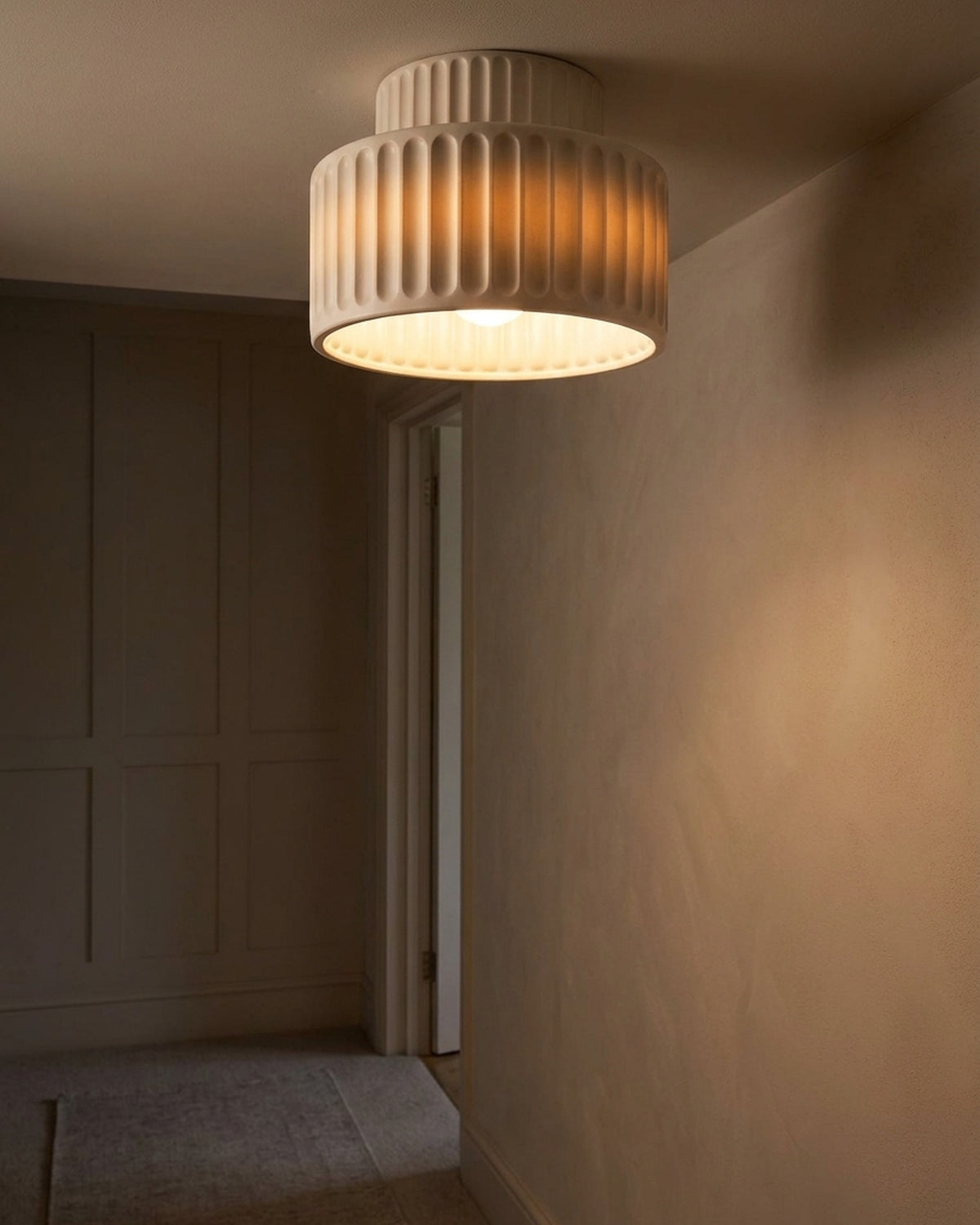 Pleated Bowl Flush Ceiling Light