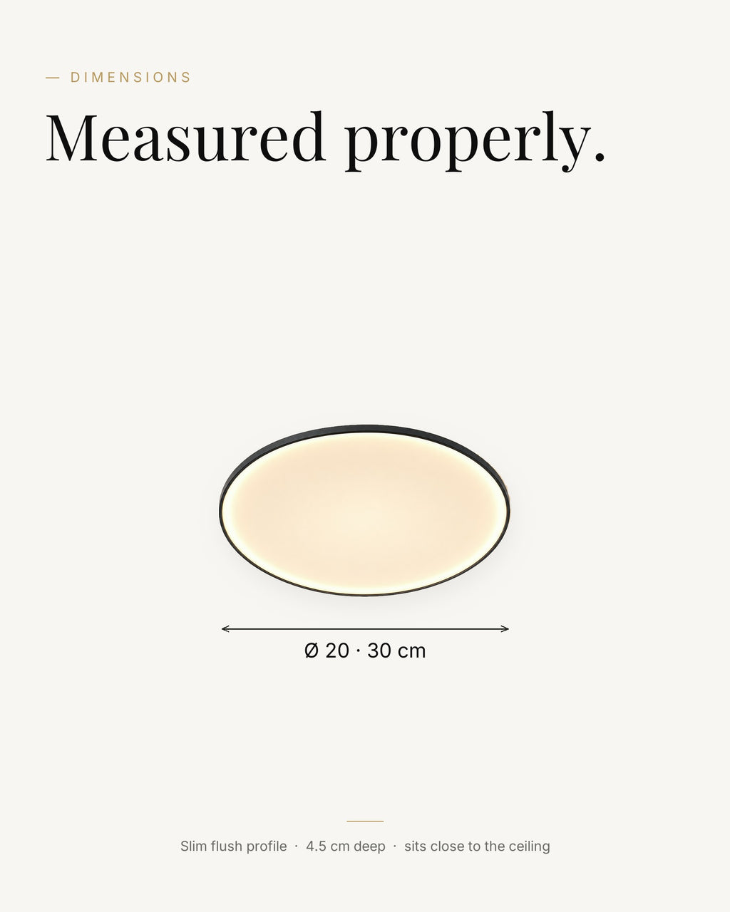 Quasso dimensions - two diameters, 20 cm and 30 cm, slim flush profile