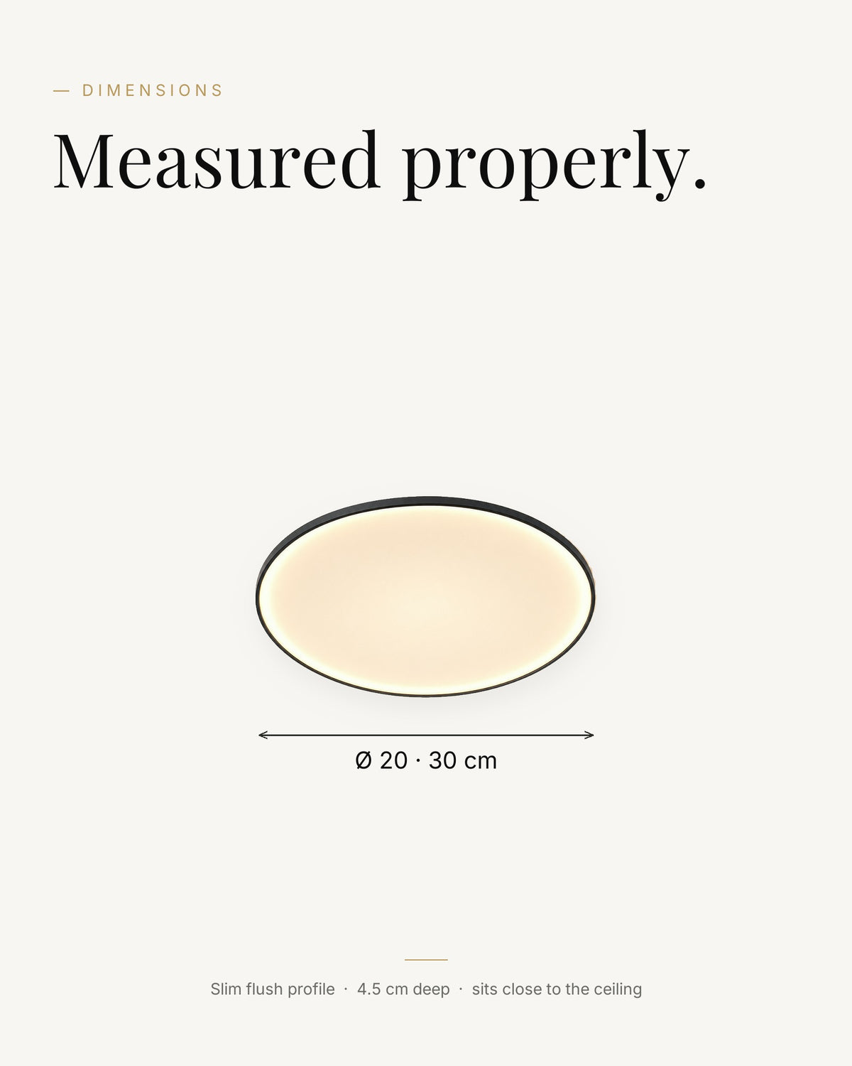 Quasso dimensions - two diameters, 20 cm and 30 cm, slim flush profile