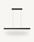 Thala linear LED pendant, Black finish, seen straight on against a plain studio background